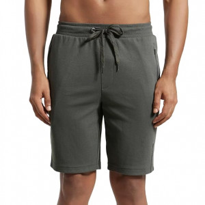 Men Super Combed Cotton Rich Straight Fit Shorts , deep olive