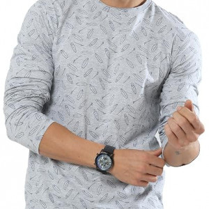 Men's Full Sleeve Henley Neck Cotton Blend T-Shirt