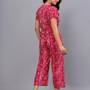 Women's Floral Print V-Neck Jumpsuit