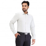 Men Slim Fit Structure Pattern Cotton Blend Semi Cutaway Collar Full Sleeve Formal Shirt