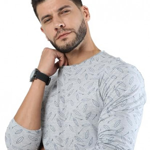 Men's Full Sleeve Henley Neck Cotton Blend T-Shirt
